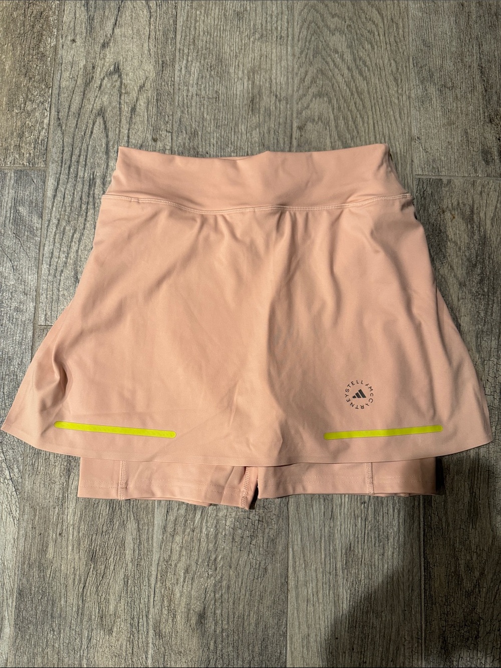 Adidas by Stella McCartney Blush Pink Athletic Skort with Lime Accents